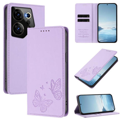 Strong Magnetic Dual Butterfly RFID Vegan Leather Phone Case, For Tecno Pova 6 / Pova 6 Pro, For Tecno Camon 30 Pro, For Tecno Camon 30 4G / Camon 30 5G, For Tecno Spark 20 Pro+, For Tecno Spark 20 / Spark 20C / Spark Go 2024, For Tecno Pova 5 Pro     ...
