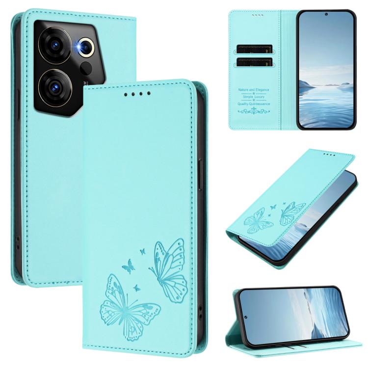 Strong Magnetic Dual Butterfly RFID Vegan Leather Phone Case, For Tecno Pova 6 / Pova 6 Pro, For Tecno Camon 30 Pro, For Tecno Camon 30 4G / Camon 30 5G, For Tecno Spark 20 Pro+, For Tecno Spark 20 / Spark 20C / Spark Go 2024, For Tecno Pova 5 Pro     ...