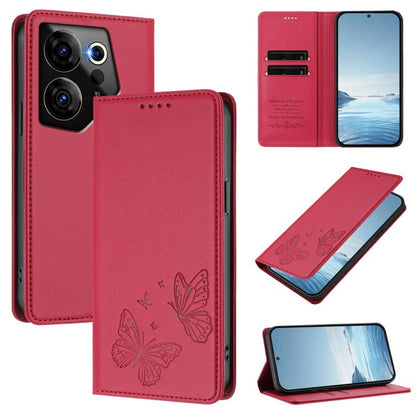 Strong Magnetic Dual Butterfly RFID Vegan Leather Phone Case, For Tecno Pova 6 / Pova 6 Pro, For Tecno Camon 30 Pro, For Tecno Camon 30 4G / Camon 30 5G, For Tecno Spark 20 Pro+, For Tecno Spark 20 / Spark 20C / Spark Go 2024, For Tecno Pova 5 Pro     ...