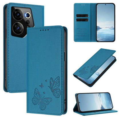 Strong Magnetic Dual Butterfly RFID Vegan Leather Phone Case, For Tecno Pova 6 / Pova 6 Pro, For Tecno Camon 30 Pro, For Tecno Camon 30 4G / Camon 30 5G, For Tecno Spark 20 Pro+, For Tecno Spark 20 / Spark 20C / Spark Go 2024, For Tecno Pova 5 Pro     ...