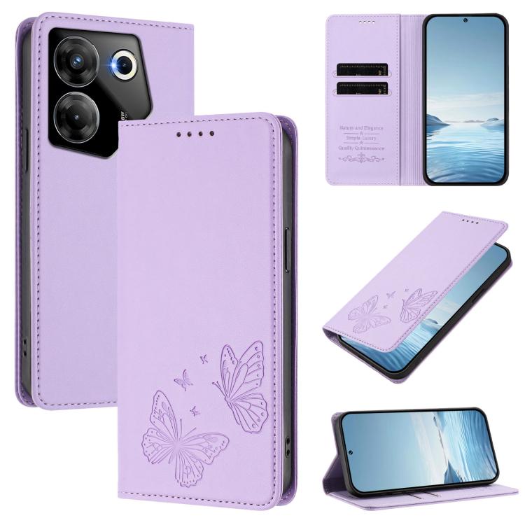 Strong Magnetic Dual Butterfly RFID Vegan Leather Phone Case, For Tecno Camon 20 Pro 5G, For Tecno Camon 20 / Camon 20 Pro 4G, For Tecno Spark 10 5G, For Tecno Spark 10 4G / Spark 10C, For Tecno Spark 10 Pro