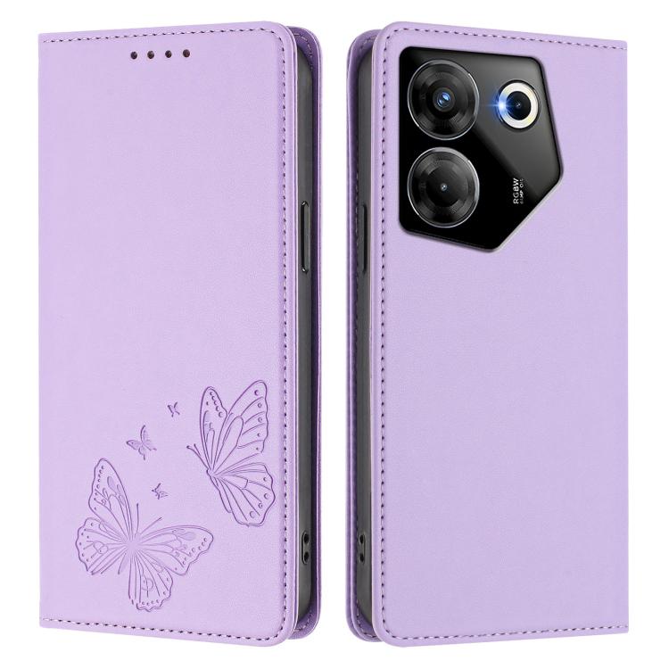 Strong Magnetic Dual Butterfly RFID Vegan Leather Phone Case, For Tecno Camon 20 Pro 5G, For Tecno Camon 20 / Camon 20 Pro 4G, For Tecno Spark 10 5G, For Tecno Spark 10 4G / Spark 10C, For Tecno Spark 10 Pro