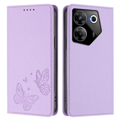 Strong Magnetic Dual Butterfly RFID Vegan Leather Phone Case, For Tecno Camon 20 Pro 5G, For Tecno Camon 20 / Camon 20 Pro 4G, For Tecno Spark 10 5G, For Tecno Spark 10 4G / Spark 10C, For Tecno Spark 10 Pro
