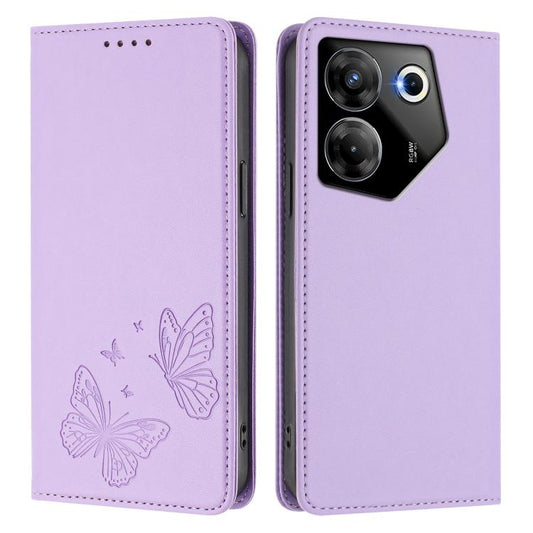 Strong Magnetic Dual Butterfly RFID Vegan Leather Phone Case, For Tecno Camon 20 Pro 5G, For Tecno Camon 20 / Camon 20 Pro 4G, For Tecno Spark 10 5G, For Tecno Spark 10 4G / Spark 10C, For Tecno Spark 10 Pro