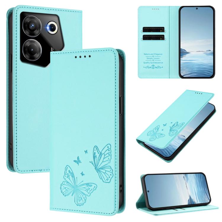 Strong Magnetic Dual Butterfly RFID Vegan Leather Phone Case, For Tecno Camon 20 Pro 5G, For Tecno Camon 20 / Camon 20 Pro 4G, For Tecno Spark 10 5G, For Tecno Spark 10 4G / Spark 10C, For Tecno Spark 10 Pro