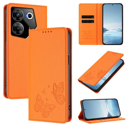 Strong Magnetic Dual Butterfly RFID Vegan Leather Phone Case, For Tecno Camon 20 Pro 5G, For Tecno Camon 20 / Camon 20 Pro 4G, For Tecno Spark 10 5G, For Tecno Spark 10 4G / Spark 10C, For Tecno Spark 10 Pro