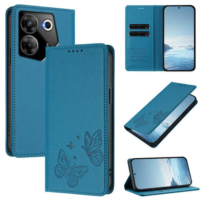Strong Magnetic Dual Butterfly RFID Vegan Leather Phone Case, For Tecno Camon 20 Pro 5G, For Tecno Camon 20 / Camon 20 Pro 4G, For Tecno Spark 10 5G, For Tecno Spark 10 4G / Spark 10C, For Tecno Spark 10 Pro