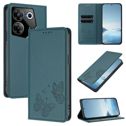Strong Magnetic Dual Butterfly RFID Vegan Leather Phone Case, For Tecno Camon 20 Pro 5G, For Tecno Camon 20 / Camon 20 Pro 4G, For Tecno Spark 10 5G, For Tecno Spark 10 4G / Spark 10C, For Tecno Spark 10 Pro