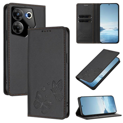 Strong Magnetic Dual Butterfly RFID Vegan Leather Phone Case, For Tecno Camon 20 Pro 5G, For Tecno Camon 20 / Camon 20 Pro 4G, For Tecno Spark 10 5G, For Tecno Spark 10 4G / Spark 10C, For Tecno Spark 10 Pro