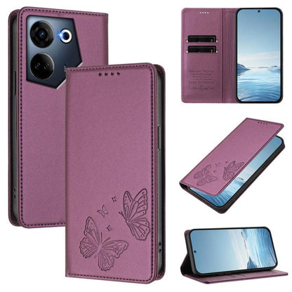Strong Magnetic Dual Butterfly RFID Vegan Leather Phone Case, For Tecno Camon 20 Pro 5G, For Tecno Camon 20 / Camon 20 Pro 4G, For Tecno Spark 10 5G, For Tecno Spark 10 4G / Spark 10C, For Tecno Spark 10 Pro
