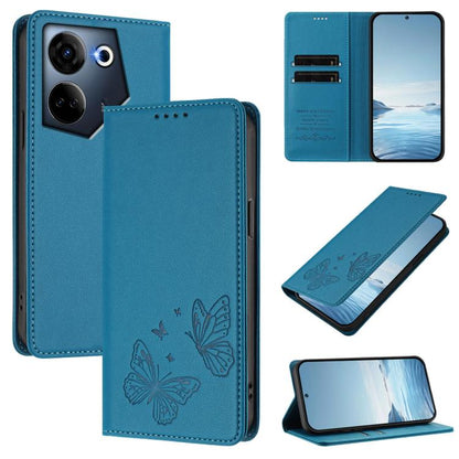 Strong Magnetic Dual Butterfly RFID Vegan Leather Phone Case, For Tecno Camon 20 Pro 5G, For Tecno Camon 20 / Camon 20 Pro 4G, For Tecno Spark 10 5G, For Tecno Spark 10 4G / Spark 10C, For Tecno Spark 10 Pro