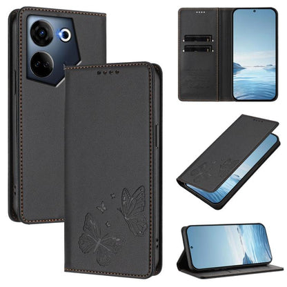 Strong Magnetic Dual Butterfly RFID Vegan Leather Phone Case, For Tecno Camon 20 Pro 5G, For Tecno Camon 20 / Camon 20 Pro 4G, For Tecno Spark 10 5G, For Tecno Spark 10 4G / Spark 10C, For Tecno Spark 10 Pro