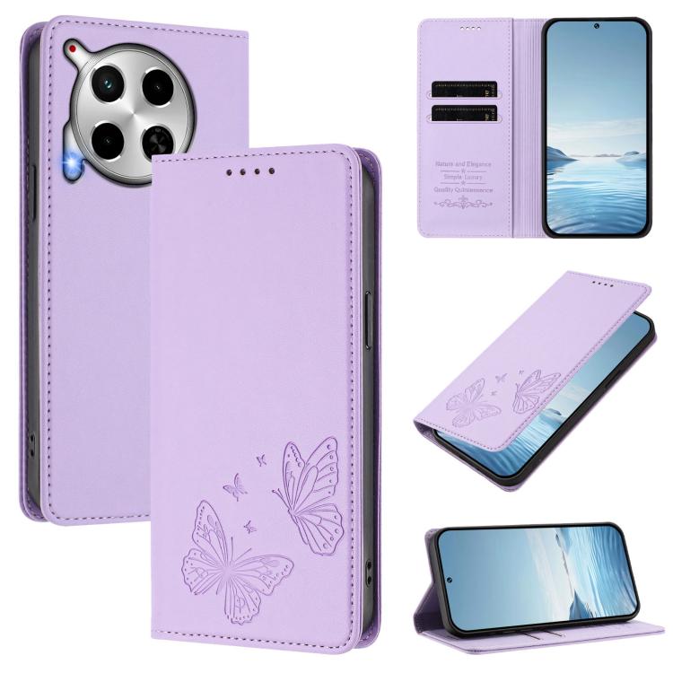 Strong Magnetic Dual Butterfly RFID Vegan Leather Phone Case, For Tecno Pova 6 / Pova 6 Pro, For Tecno Camon 30 Pro, For Tecno Camon 30 4G / Camon 30 5G, For Tecno Spark 20 Pro+, For Tecno Spark 20 / Spark 20C / Spark Go 2024, For Tecno Pova 5 Pro     ...