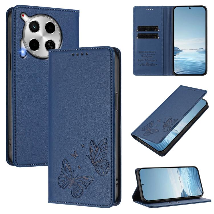 Strong Magnetic Dual Butterfly RFID Vegan Leather Phone Case, For Tecno Pova 6 / Pova 6 Pro, For Tecno Camon 30 Pro, For Tecno Camon 30 4G / Camon 30 5G, For Tecno Spark 20 Pro+, For Tecno Spark 20 / Spark 20C / Spark Go 2024, For Tecno Pova 5 Pro     ...
