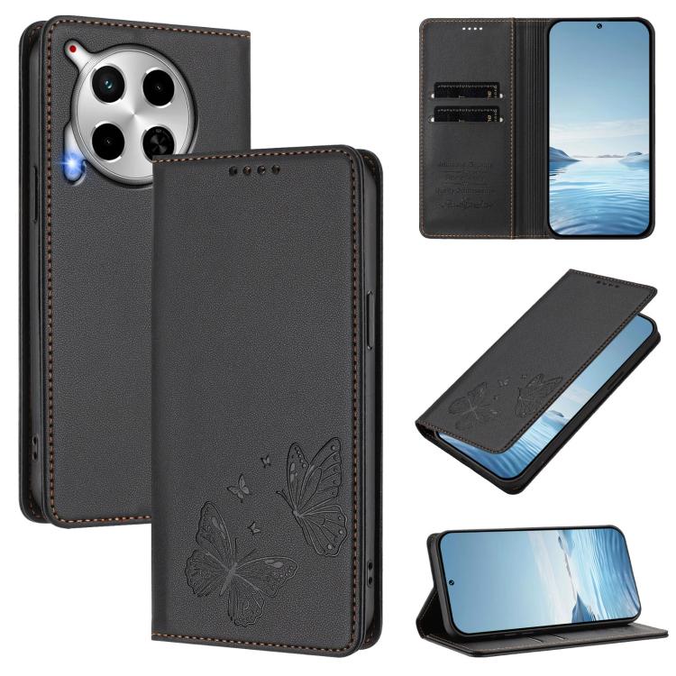 Strong Magnetic Dual Butterfly RFID Vegan Leather Phone Case, For Tecno Pova 6 / Pova 6 Pro, For Tecno Camon 30 Pro, For Tecno Camon 30 4G / Camon 30 5G, For Tecno Spark 20 Pro+, For Tecno Spark 20 / Spark 20C / Spark Go 2024, For Tecno Pova 5 Pro     ...