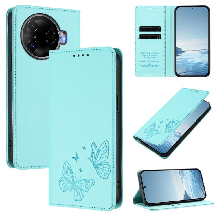 Strong Magnetic Dual Butterfly RFID Vegan Leather Phone Case, For Tecno Pova 6 / Pova 6 Pro, For Tecno Camon 30 Pro, For Tecno Camon 30 4G / Camon 30 5G, For Tecno Spark 20 Pro+, For Tecno Spark 20 / Spark 20C / Spark Go 2024, For Tecno Pova 5 Pro     ...