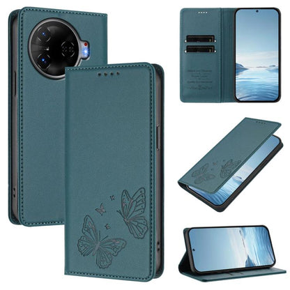 Strong Magnetic Dual Butterfly RFID Vegan Leather Phone Case, For Tecno Pova 6 / Pova 6 Pro, For Tecno Camon 30 Pro, For Tecno Camon 30 4G / Camon 30 5G, For Tecno Spark 20 Pro+, For Tecno Spark 20 / Spark 20C / Spark Go 2024, For Tecno Pova 5 Pro     ...