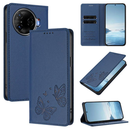 Strong Magnetic Dual Butterfly RFID Vegan Leather Phone Case, For Tecno Pova 6 / Pova 6 Pro, For Tecno Camon 30 Pro, For Tecno Camon 30 4G / Camon 30 5G, For Tecno Spark 20 Pro+, For Tecno Spark 20 / Spark 20C / Spark Go 2024, For Tecno Pova 5 Pro     ...