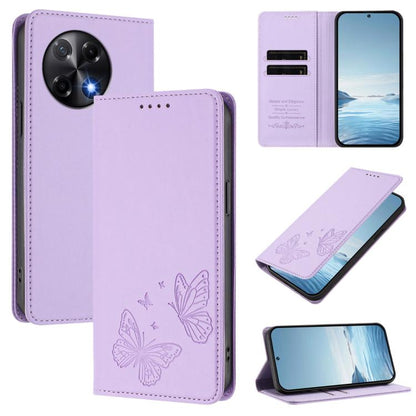 Strong Magnetic Dual Butterfly RFID Vegan Leather Phone Case, For Tecno Spark 40 Pro 4G, For Tecno Spark 40 4G, For Tecno Pova 7 Ultra 5G, For Tecno Pop 9 4G / Spark Go 1 / Spark Go 1S, For Tecno Camon 40 Pro 4G, For Tecno Camon 40 Premier             ...