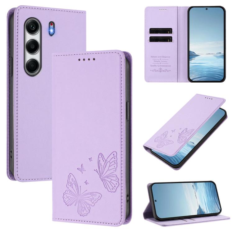 Strong Magnetic Dual Butterfly RFID Vegan Leather Phone Case, For Tecno Spark 40 Pro 4G, For Tecno Spark 40 4G, For Tecno Pova 7 Ultra 5G, For Tecno Pop 9 4G / Spark Go 1 / Spark Go 1S, For Tecno Camon 40 Pro 4G, For Tecno Camon 40 Premier             ...