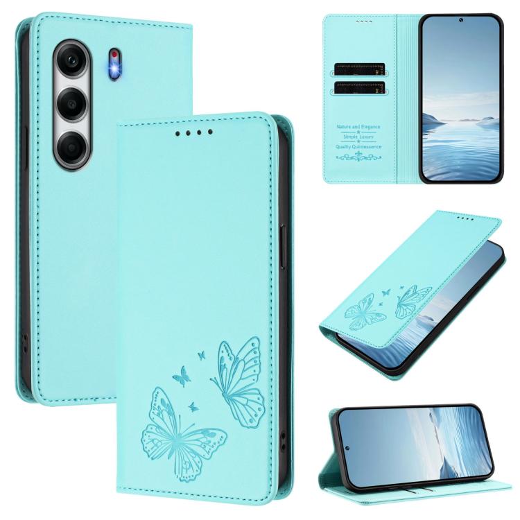 Strong Magnetic Dual Butterfly RFID Vegan Leather Phone Case, For Tecno Spark 40 Pro 4G, For Tecno Spark 40 4G, For Tecno Pova 7 Ultra 5G, For Tecno Pop 9 4G / Spark Go 1 / Spark Go 1S, For Tecno Camon 40 Pro 4G, For Tecno Camon 40 Premier             ...