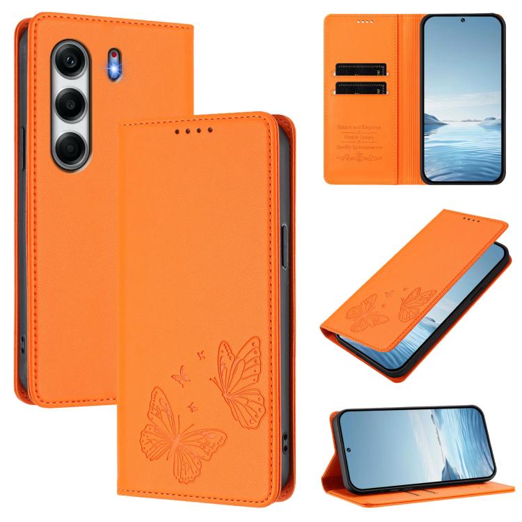 Strong Magnetic Dual Butterfly RFID Vegan Leather Phone Case, For Tecno Spark 40 Pro 4G, For Tecno Spark 40 4G, For Tecno Pova 7 Ultra 5G, For Tecno Pop 9 4G / Spark Go 1 / Spark Go 1S, For Tecno Camon 40 Pro 4G, For Tecno Camon 40 Premier             ...