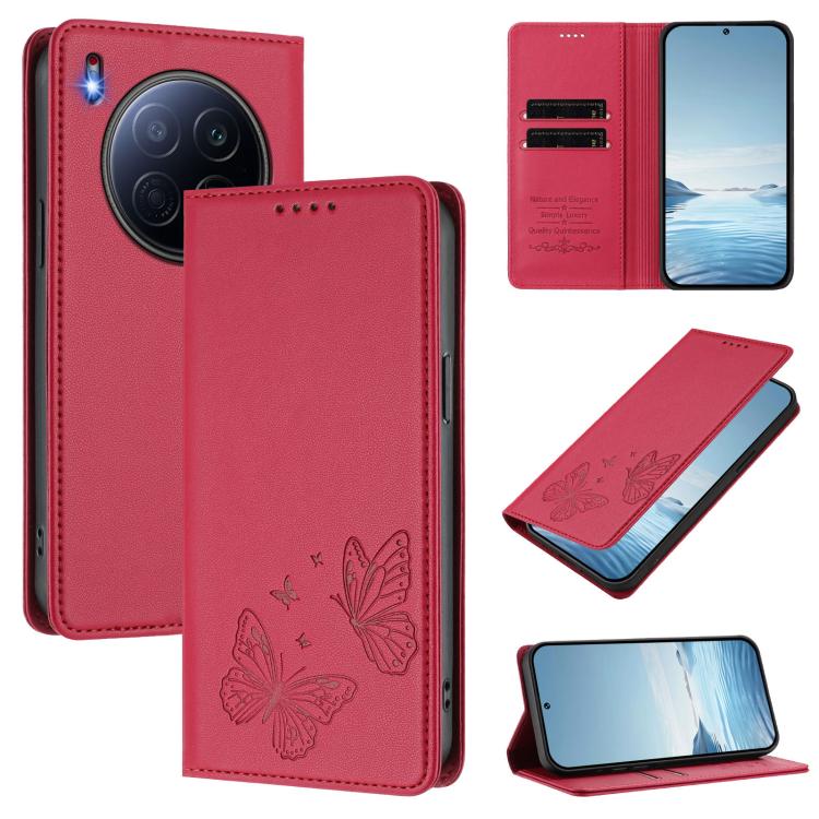 Strong Magnetic Dual Butterfly RFID Vegan Leather Phone Case, For Tecno Spark 40 Pro 4G, For Tecno Spark 40 4G, For Tecno Pova 7 Ultra 5G, For Tecno Pop 9 4G / Spark Go 1 / Spark Go 1S, For Tecno Camon 40 Pro 4G, For Tecno Camon 40 Premier             ...