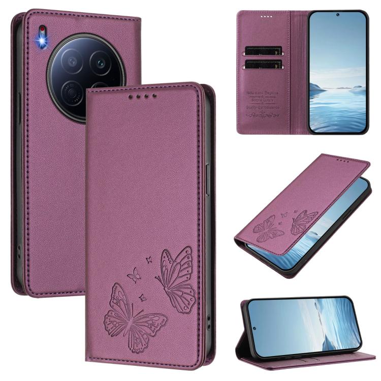 Strong Magnetic Dual Butterfly RFID Vegan Leather Phone Case, For Tecno Spark 40 Pro 4G, For Tecno Spark 40 4G, For Tecno Pova 7 Ultra 5G, For Tecno Pop 9 4G / Spark Go 1 / Spark Go 1S, For Tecno Camon 40 Pro 4G, For Tecno Camon 40 Premier             ...
