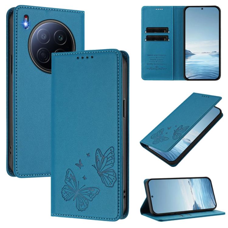 Strong Magnetic Dual Butterfly RFID Vegan Leather Phone Case, For Tecno Spark 40 Pro 4G, For Tecno Spark 40 4G, For Tecno Pova 7 Ultra 5G, For Tecno Pop 9 4G / Spark Go 1 / Spark Go 1S, For Tecno Camon 40 Pro 4G, For Tecno Camon 40 Premier             ...