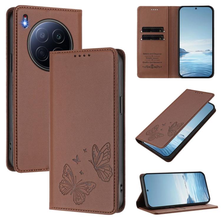 Strong Magnetic Dual Butterfly RFID Vegan Leather Phone Case, For Tecno Spark 40 Pro 4G, For Tecno Spark 40 4G, For Tecno Pova 7 Ultra 5G, For Tecno Pop 9 4G / Spark Go 1 / Spark Go 1S, For Tecno Camon 40 Pro 4G, For Tecno Camon 40 Premier             ...