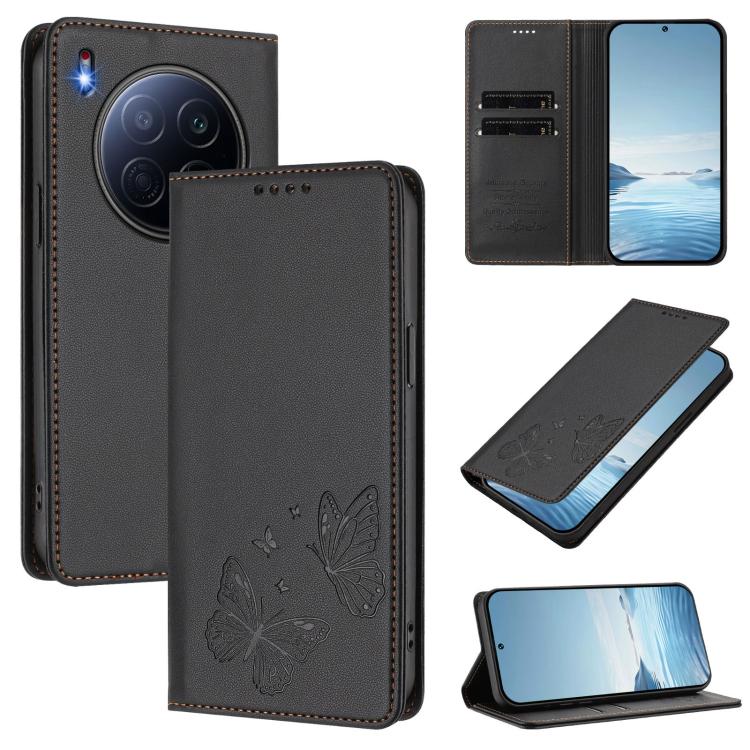 Strong Magnetic Dual Butterfly RFID Vegan Leather Phone Case, For Tecno Spark 40 Pro 4G, For Tecno Spark 40 4G, For Tecno Pova 7 Ultra 5G, For Tecno Pop 9 4G / Spark Go 1 / Spark Go 1S, For Tecno Camon 40 Pro 4G, For Tecno Camon 40 Premier             ...