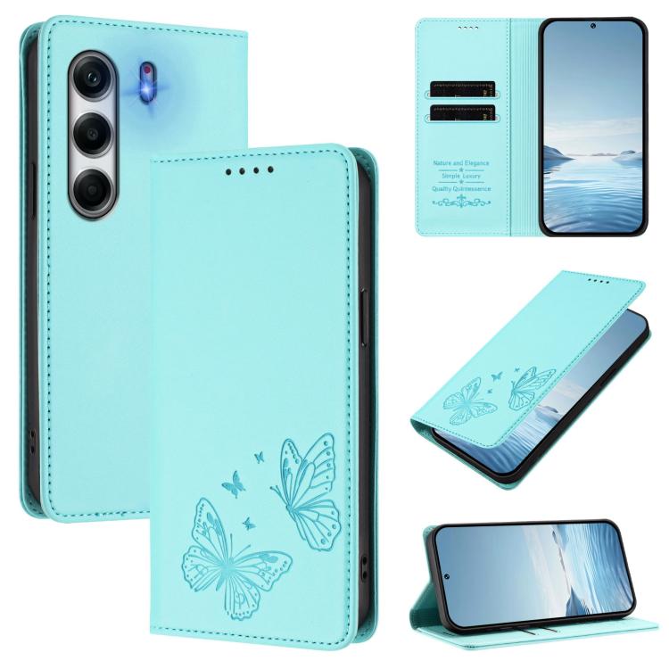 Strong Magnetic Dual Butterfly RFID Vegan Leather Phone Case, For Tecno Spark 40 Pro 4G, For Tecno Spark 40 4G, For Tecno Pova 7 Ultra 5G, For Tecno Pop 9 4G / Spark Go 1 / Spark Go 1S, For Tecno Camon 40 Pro 4G, For Tecno Camon 40 Premier             ...
