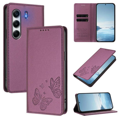 Strong Magnetic Dual Butterfly RFID Vegan Leather Phone Case, For Tecno Spark 40 Pro 4G, For Tecno Spark 40 4G, For Tecno Pova 7 Ultra 5G, For Tecno Pop 9 4G / Spark Go 1 / Spark Go 1S, For Tecno Camon 40 Pro 4G, For Tecno Camon 40 Premier             ...