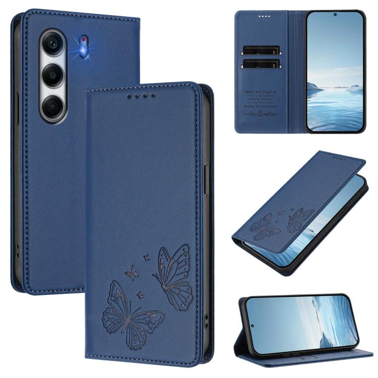 Strong Magnetic Dual Butterfly RFID Vegan Leather Phone Case, For Tecno Spark 40 Pro 4G, For Tecno Spark 40 4G, For Tecno Pova 7 Ultra 5G, For Tecno Pop 9 4G / Spark Go 1 / Spark Go 1S, For Tecno Camon 40 Pro 4G, For Tecno Camon 40 Premier             ...