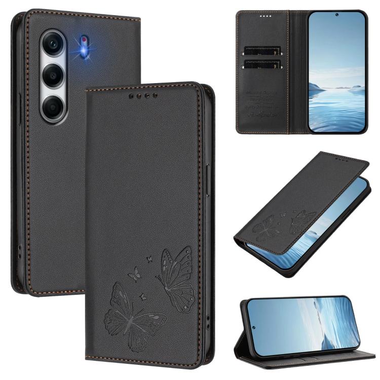 Strong Magnetic Dual Butterfly RFID Vegan Leather Phone Case, For Tecno Spark 40 Pro 4G, For Tecno Spark 40 4G, For Tecno Pova 7 Ultra 5G, For Tecno Pop 9 4G / Spark Go 1 / Spark Go 1S, For Tecno Camon 40 Pro 4G, For Tecno Camon 40 Premier             ...