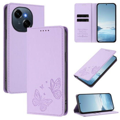 Strong Magnetic Dual Butterfly RFID Vegan Leather Phone Case, For Tecno Spark 40 Pro 4G, For Tecno Spark 40 4G, For Tecno Pova 7 Ultra 5G, For Tecno Pop 9 4G / Spark Go 1 / Spark Go 1S, For Tecno Camon 40 Pro 4G, For Tecno Camon 40 Premier             ...