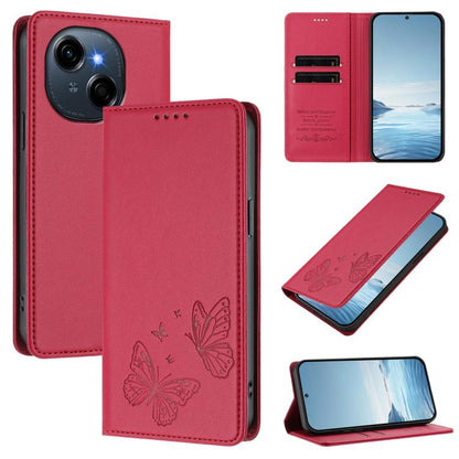 Strong Magnetic Dual Butterfly RFID Vegan Leather Phone Case, For Tecno Spark 40 Pro 4G, For Tecno Spark 40 4G, For Tecno Pova 7 Ultra 5G, For Tecno Pop 9 4G / Spark Go 1 / Spark Go 1S, For Tecno Camon 40 Pro 4G, For Tecno Camon 40 Premier             ...