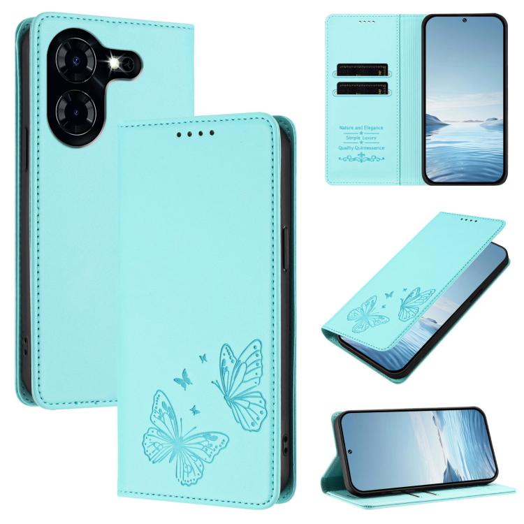 Strong Magnetic Dual Butterfly RFID Vegan Leather Phone Case, For Tecno Pova 6 / Pova 6 Pro, For Tecno Camon 30 Pro, For Tecno Camon 30 4G / Camon 30 5G, For Tecno Spark 20 Pro+, For Tecno Spark 20 / Spark 20C / Spark Go 2024, For Tecno Pova 5 Pro     ...