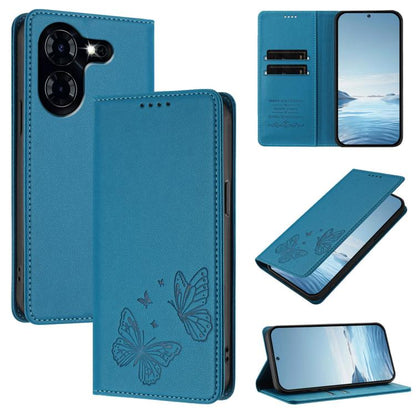 Strong Magnetic Dual Butterfly RFID Vegan Leather Phone Case, For Tecno Pova 6 / Pova 6 Pro, For Tecno Camon 30 Pro, For Tecno Camon 30 4G / Camon 30 5G, For Tecno Spark 20 Pro+, For Tecno Spark 20 / Spark 20C / Spark Go 2024, For Tecno Pova 5 Pro     ...