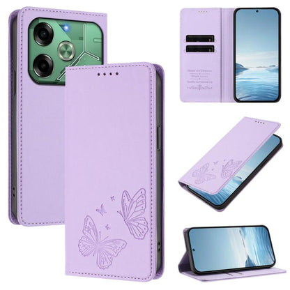 Strong Magnetic Dual Butterfly RFID Vegan Leather Phone Case, For Tecno Spark 30 5G / Pova 6 Neo 5G, For Tecno Pova 6 Neo 5G / Spark 30 5G, For Tecno Spark 30 Pro, For Tecno Spark 30 4G, For Tecno Spark 30C, For Tecno Spark 20 Pro 5G                   ...