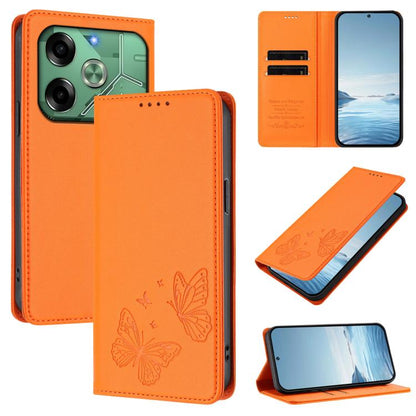 Strong Magnetic Dual Butterfly RFID Vegan Leather Phone Case, For Tecno Spark 30 5G / Pova 6 Neo 5G, For Tecno Pova 6 Neo 5G / Spark 30 5G, For Tecno Spark 30 Pro, For Tecno Spark 30 4G, For Tecno Spark 30C, For Tecno Spark 20 Pro 5G                   ...