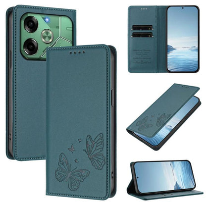Strong Magnetic Dual Butterfly RFID Vegan Leather Phone Case, For Tecno Spark 30 5G / Pova 6 Neo 5G, For Tecno Pova 6 Neo 5G / Spark 30 5G, For Tecno Spark 30 Pro, For Tecno Spark 30 4G, For Tecno Spark 30C, For Tecno Spark 20 Pro 5G                   ...