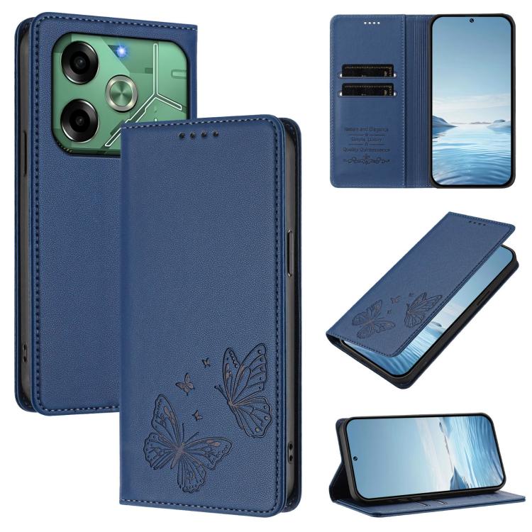 Strong Magnetic Dual Butterfly RFID Vegan Leather Phone Case, For Tecno Spark 30 5G / Pova 6 Neo 5G, For Tecno Pova 6 Neo 5G / Spark 30 5G, For Tecno Spark 30 Pro, For Tecno Spark 30 4G, For Tecno Spark 30C, For Tecno Spark 20 Pro 5G                   ...
