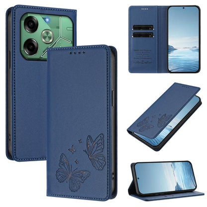 Strong Magnetic Dual Butterfly RFID Vegan Leather Phone Case, For Tecno Spark 30 5G / Pova 6 Neo 5G, For Tecno Pova 6 Neo 5G / Spark 30 5G, For Tecno Spark 30 Pro, For Tecno Spark 30 4G, For Tecno Spark 30C, For Tecno Spark 20 Pro 5G                   ...