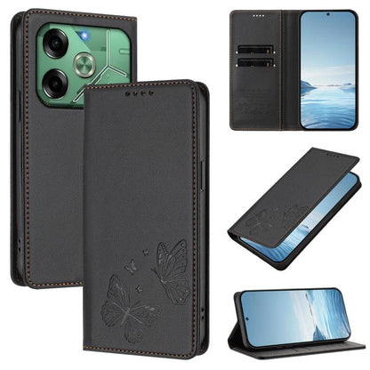 Strong Magnetic Dual Butterfly RFID Vegan Leather Phone Case, For Tecno Spark 30 5G / Pova 6 Neo 5G, For Tecno Pova 6 Neo 5G / Spark 30 5G, For Tecno Spark 30 Pro, For Tecno Spark 30 4G, For Tecno Spark 30C, For Tecno Spark 20 Pro 5G                   ...