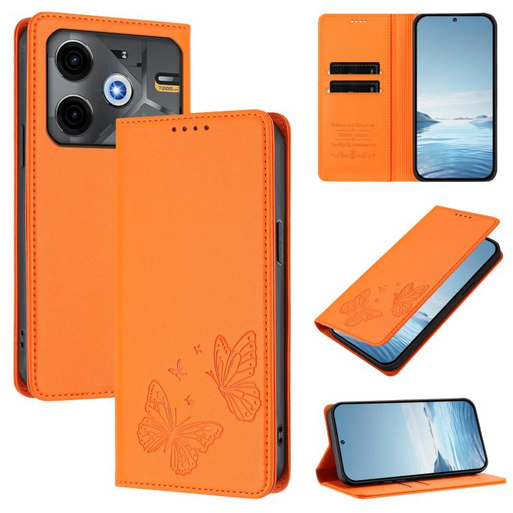 Strong Magnetic Dual Butterfly RFID Vegan Leather Phone Case, For Tecno Spark 30 5G / Pova 6 Neo 5G, For Tecno Pova 6 Neo 5G / Spark 30 5G, For Tecno Spark 30 Pro, For Tecno Spark 30 4G, For Tecno Spark 30C, For Tecno Spark 20 Pro 5G                   ...