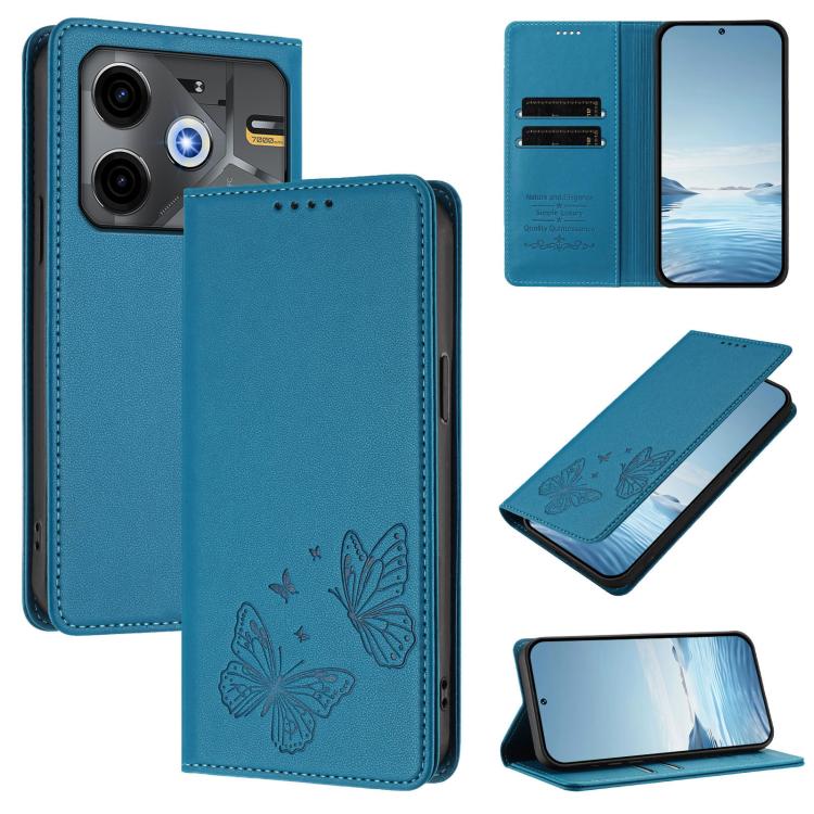Strong Magnetic Dual Butterfly RFID Vegan Leather Phone Case, For Tecno Spark 30 5G / Pova 6 Neo 5G, For Tecno Pova 6 Neo 5G / Spark 30 5G, For Tecno Spark 30 Pro, For Tecno Spark 30 4G, For Tecno Spark 30C, For Tecno Spark 20 Pro 5G                   ...