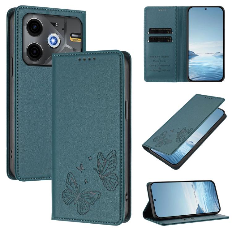 Strong Magnetic Dual Butterfly RFID Vegan Leather Phone Case, For Tecno Spark 30 5G / Pova 6 Neo 5G, For Tecno Pova 6 Neo 5G / Spark 30 5G, For Tecno Spark 30 Pro, For Tecno Spark 30 4G, For Tecno Spark 30C, For Tecno Spark 20 Pro 5G                   ...