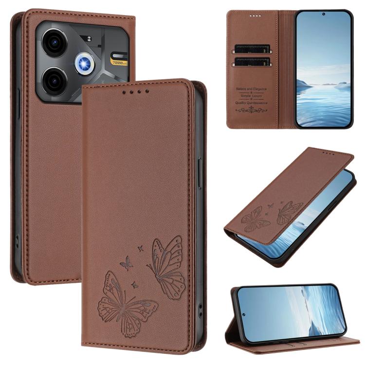 Strong Magnetic Dual Butterfly RFID Vegan Leather Phone Case, For Tecno Spark 30 5G / Pova 6 Neo 5G, For Tecno Pova 6 Neo 5G / Spark 30 5G, For Tecno Spark 30 Pro, For Tecno Spark 30 4G, For Tecno Spark 30C, For Tecno Spark 20 Pro 5G                   ...