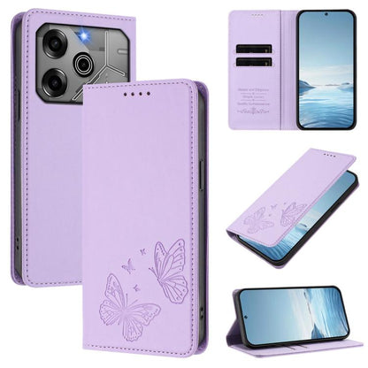 Strong Magnetic Dual Butterfly RFID Vegan Leather Phone Case, For Tecno Pova 6 / Pova 6 Pro, For Tecno Camon 30 Pro, For Tecno Camon 30 4G / Camon 30 5G, For Tecno Spark 20 Pro+, For Tecno Spark 20 / Spark 20C / Spark Go 2024, For Tecno Pova 5 Pro     ...